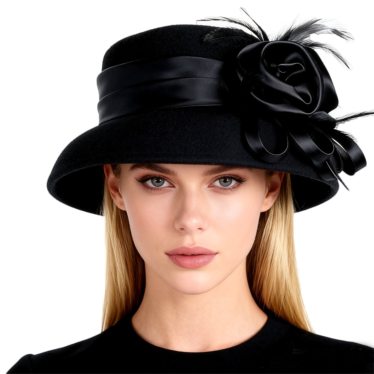 Fedora Hat Wool - Sombrero de fieltro de lana negra